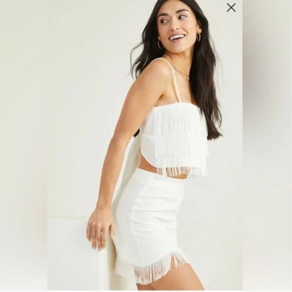 Altar'd State White Fringe Top and Skirt - Picture 11 of 11
